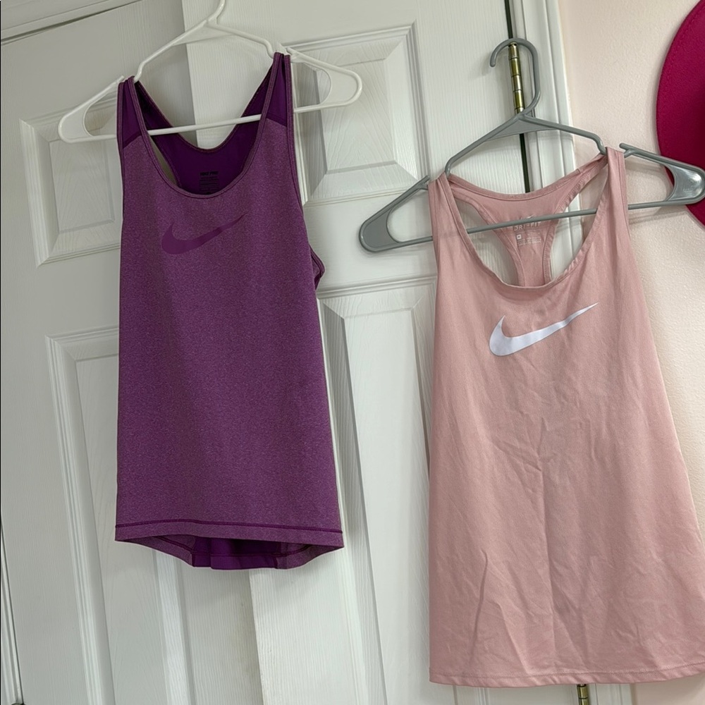 Nike Purple and Pink Athletic Tank Tops